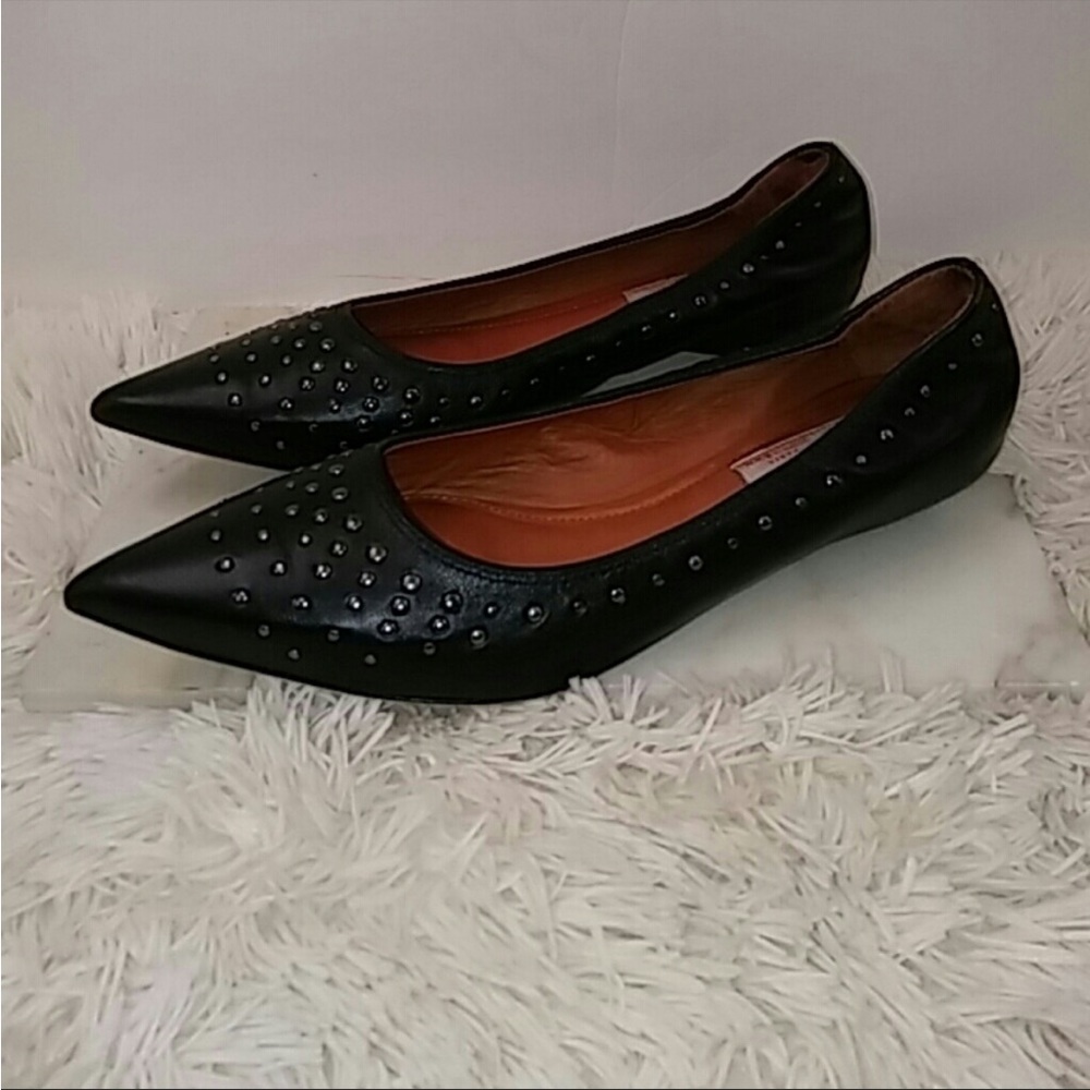 Lanvin Studded Leather Point Toe Flats - Picture 4 of 11